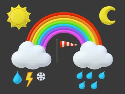 Cartoon Weather - Pack Low-poly 3D model