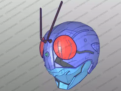 Kamen Rider The First helmet paper papekura Low-poly 3D model