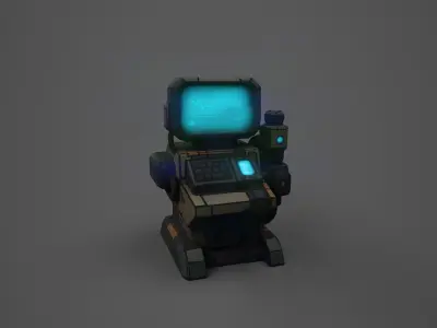 Low Poly Sci-Fi Computer Console Stylized Space Station Prop Low-poly 3D model