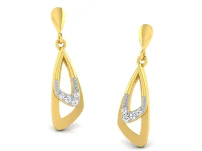 Rose Gold Diamond Women Earring 3D print Model 3D print model 6