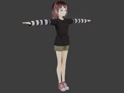 SciFi 3d anime kawaii girl character c20 Low-poly 3D model