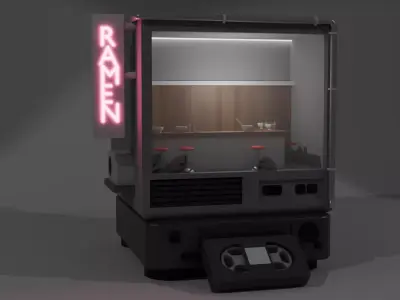 Old School Tv Ramen Shop Low-poly 3D model