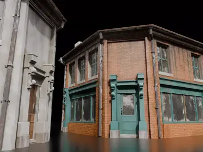 Old Town Shop Buildings  Game Ready Modular Assets  Low-poly 3D model
