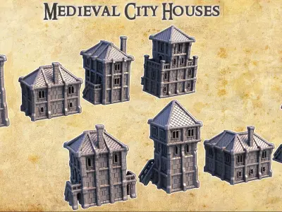 Medieval City Houses Tabletop Terrain 28MM 3D print model 3D print model