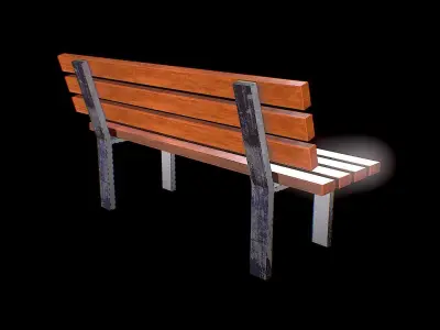 Park Bench Modern outdoor bench Long seat Free low-poly 3D model