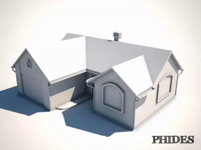 Low poly house untextured Low-poly 3D model