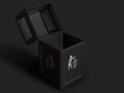Square Trash Can Bin Low-poly 3D model