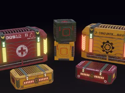 Sci fi Containers Pack Low-poly 3D model