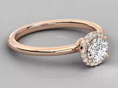 Classic Halo Diamond Engagement Ring CAD Design With Smooth Band 3D print model