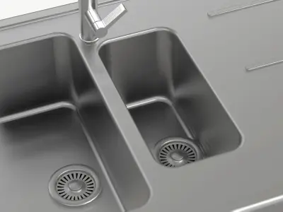 Sink and Faucet Low-poly 3D model