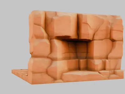 Simple Stylized Stone Corner 3D Model Low-poly 3D model
