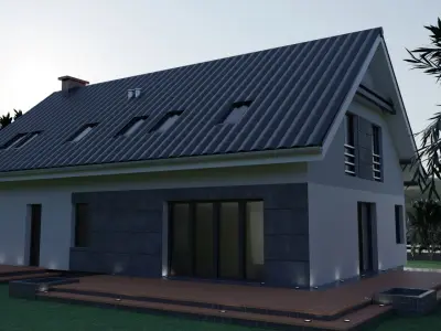 Modern house exterior and interior 3D model