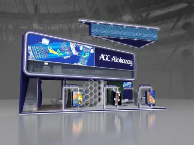 Exhibition stand 3D model 12x6 mtr 3 sides Mezzanine Stand 3D model