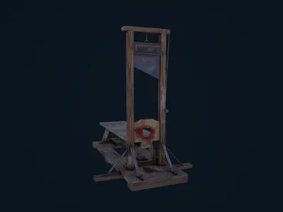 Guillotine wooden bench Low-poly 3D model