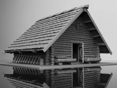 Medieval wooden house scene 3D print model