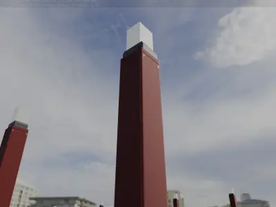 Street Light 8 Bollard 900mm Dark Red Version 6  Low-poly 3D model