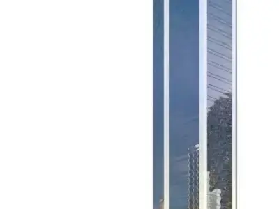 Mirror Glass Skyscraper With Grey Corners 3D model