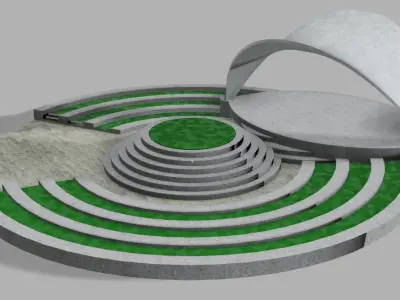 oval stage Low-poly 3D model