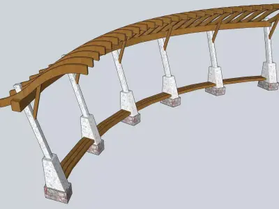 wooden pargola in curve sketchup model 3D model