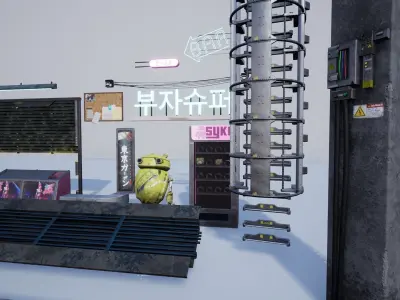 Cyberpunk Grunge Sci-Fi Asset Pack Low-poly 3D model