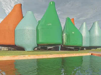 Parametric Design - Architectural Scene Low-poly 3D model