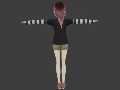 SciFi 3d anime kawaii girl character c20 Low-poly 3D model