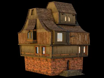 house wooden Low-poly 3D model buy