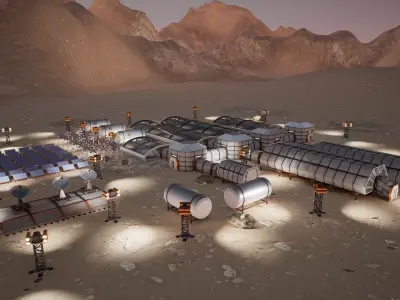 LowPoly Modular Space Station 3D model