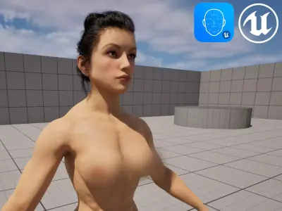 A muscular female Low-poly 3D model