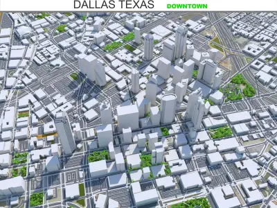 Dallas Downtown Texas USA Low-poly 3D model
