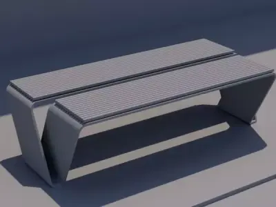 Modern Outdoor Bench Minimal Public Furniture Free 3D model