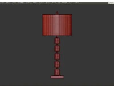 Crystal Bamboo Pole Burlap Shade Table Lamp Low-poly 3D model