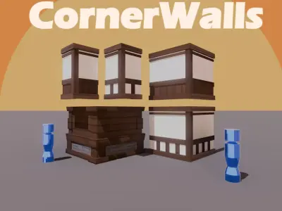 Medieval-Low-poly Game-ready Modular parts Low-poly 3D model