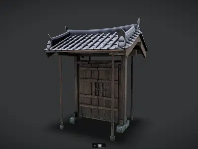Korean Traditional House Hanok Door 03 Low-poly 3D model