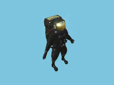 Astronaut Outfit 02 - Black - Character Design Fashion Low-poly 3D model
