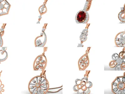 399 Light wt Diamond Charms Pendant 3dm render Detail 3D Model Pack