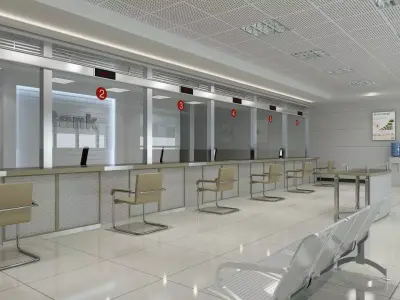 Bank Interior 04 3D model