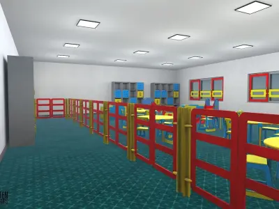 Kindergarten - interior and props Low-poly 3D model