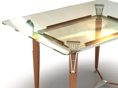 Glass Table 3D model 4