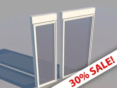 Low Poly Windows pair of glass openings Low-poly 3D model