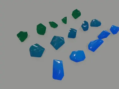 crystal set of stones Low-poly 3D model