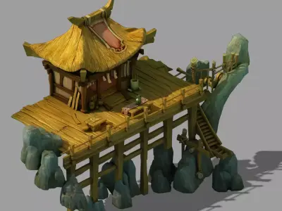 Cliffside - Wooden Pavilion 01 3D model