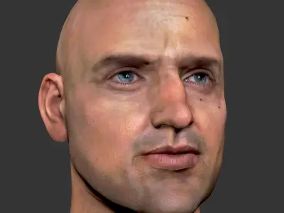 Male head PBR Realistic low poly Low-poly 3D model Low-poly 3D model