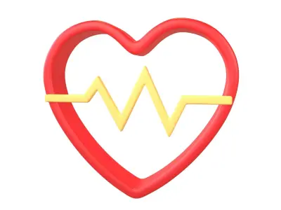 Heartbeat Pulse Symbol v2 003 Low-poly 3D model