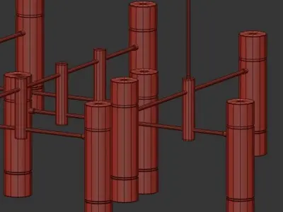 SL025 modern chandelier in brass 3D model