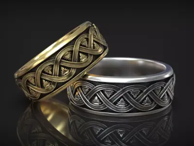 Antique Byzantine Leaf Ornate Wedding Band 3D print model