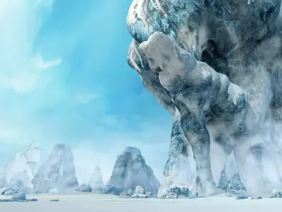 iceberg ice snow rocks ice land Low-poly 3D model