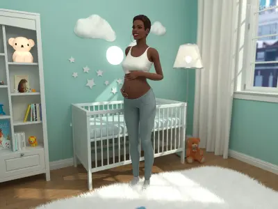  African Pregnant Woman Rigged for Cinema 4D 