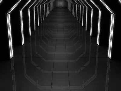 Sci Fi Corridor Low-poly 3D model 14