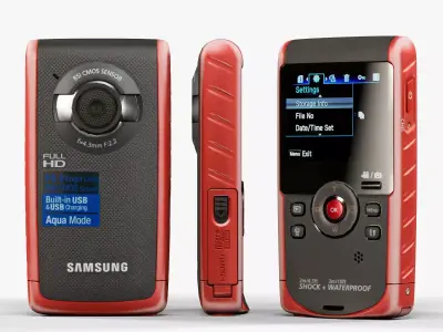 Samsung HMX-W190 Red pocket camcorder Low-poly 3D model
